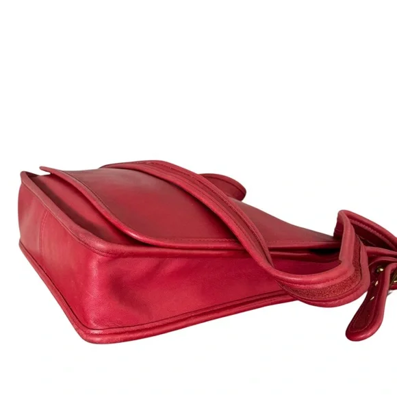 Rare Coach Vintage Red Leather Flap Bag Messenger Y2K Shoulder Bag Crossbody - Picture 11 of 17